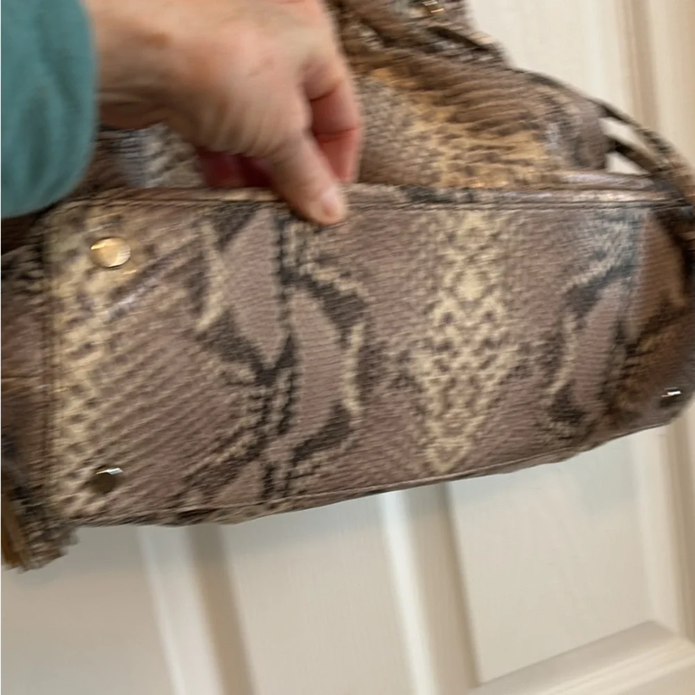 Cole Haan Snakeskin Hobo Bag Brown & Black EUC Magnetic Closure Tons of Pockets